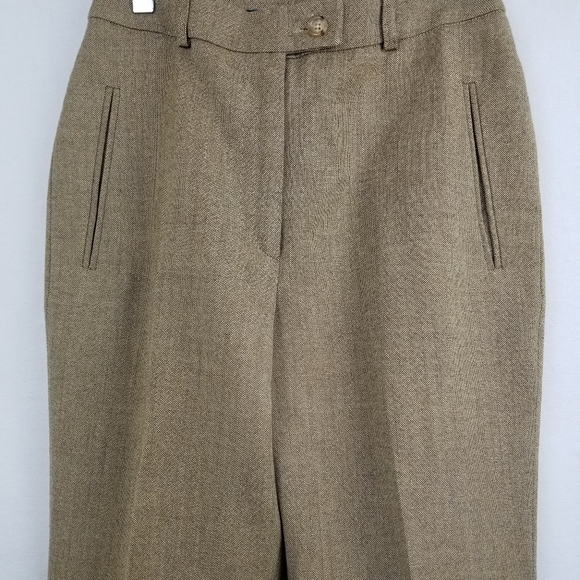Max Mara Weekend Tan Wool Straight Leg Welt Pocket Dress Pants Size 6 - Picture 2 of 10